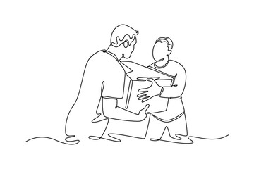 Community focus concept. Single line draw design. Vector graphic illustration