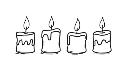 Candles set line art