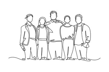 Community focus concept. Single line draw design. Vector graphic illustration