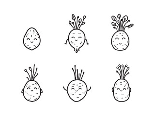 Taro vector line art illustration