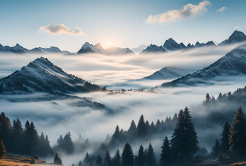 Obraz premium Beautiful mountain landscape trees and beautiful view,in good quality, generative ai