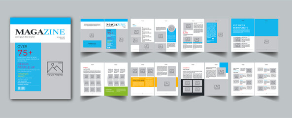 Magazine Template layout cover page with 16 page design concept Accents