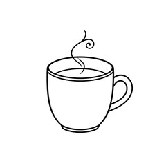 Hot Drink in Mug Simple Line Art Illustration