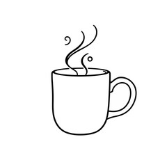 Hot Drink in Mug Simple Line Drawing Illustration