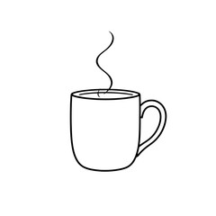 Simple Line Drawing of a Hot Drink in a Mug