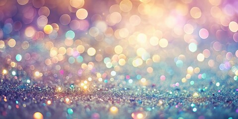 A mesmerizing abstract background with a shimmering silver surface adorned with soft, out-of-focus colorful lights, creating a dreamy and celebratory atmosphere.