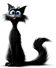 Obraz premium A black cat with blue eyes sitting on a white surface