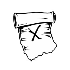 Torn Scroll with X Mark Illustration