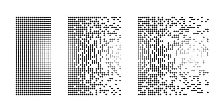 Big data abstract background. Digital black and white pixel pattern. Data loss or corruption. Vector illustration.