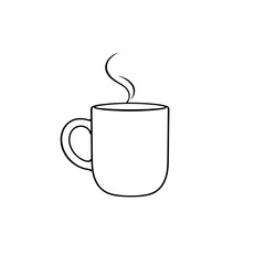 Simple Line Drawing of a Hot Mug of Coffee or Tea