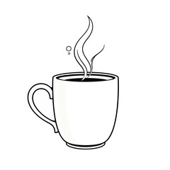 Simple Line Drawing of a Mug of Hot Coffee or Tea