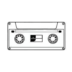 Line Art Illustration of a Vintage Audio Cassette Tape