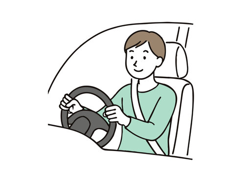 安全運転する男性ドライバーのイラスト