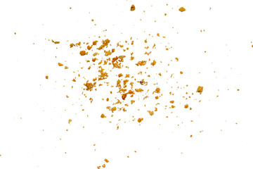cookie crumbs scattered on white transparent background