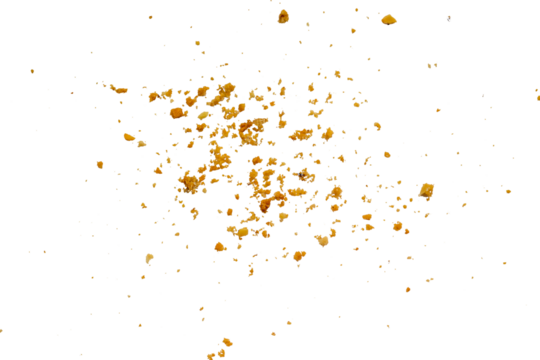 cookie crumbs scattered on white transparent background
