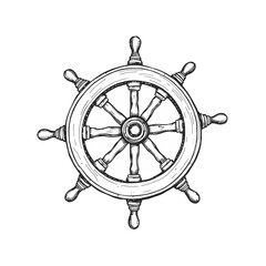 Hand Drawn Nautical Ship Wheel Illustration