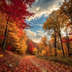 Fototapeta premium Colorful Autumn Forest Image.