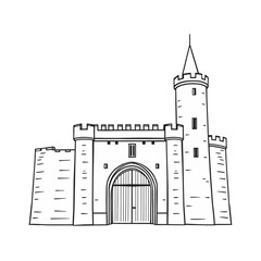 Castle Gatehouse Line Drawing Illustration