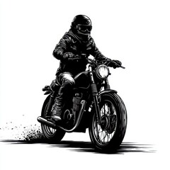 Naklejka premium A man riding a motorcycle on a dirt road
