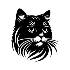 Obraz premium A cute black feline vector illustration shows a funny cartoon kitty cat with big eyes and a swishy tail