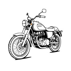 Obraz premium Classic Motorcycle Line Art Illustration