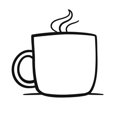 Simple Line Drawing of a Hot Drink Mug
