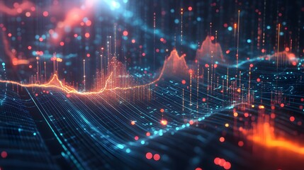 Fototapeta premium data analysis, AI-powered charts, financial growth, deep learning models, virtual work environment,