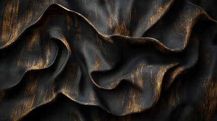Elegant Black and Gold Fabric Texture Draped Luxurious Soft Smooth Rich Dark Golden Abstract Background Design Pattern Textile Material art silk wave 