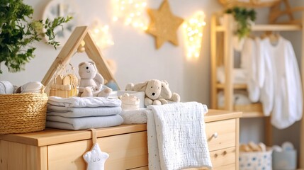 Organized Nursery Dresser with Baby Essentials for Newborn Care and Storage Solution