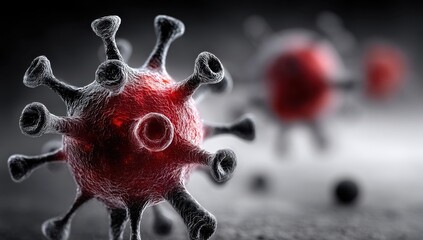 A red coronavirus on a black background