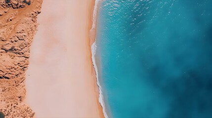 Fototapeta premium Aerial View of Pristine White Sand Beach and Turquoise Water