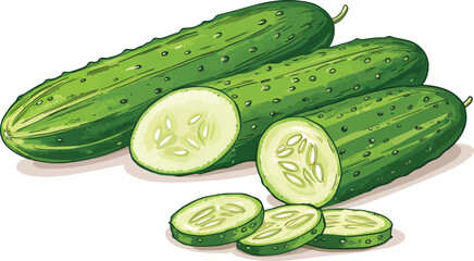 Cucumber vector design, Cucumber in white background with Cucumber Slice vector design