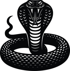 Cobra Snake Vector Silhouette, Venomous Serpent Design, King Cobra Artwork, Wild Snake Illustration, Fierce Cobra Graphic, Tribal Snake Clipart, Deadly Cobra Cricut Design for T-Shirt or Tattoo Art