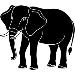 Fototapeta premium Silhouetted Elephant Illustration Representing Wildlife and Nature in Bold Simplicity