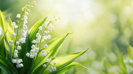 Fototapeta premium A bunch of white flowers with green leaves