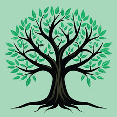 Obraz premium tree with bright green leaves vector illustration isolated on white background