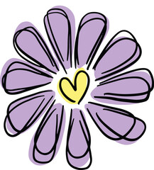 Cartoon Flower Head Swirly Illustration Floral 