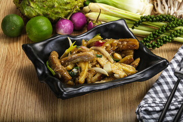 Roasted Thai eggplant with onion