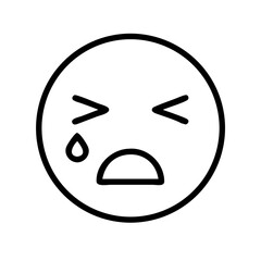 crying emoji outline icon vector illustration