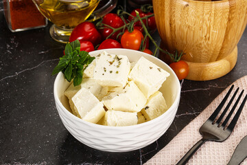 Greek traditional Feta cheese cubes