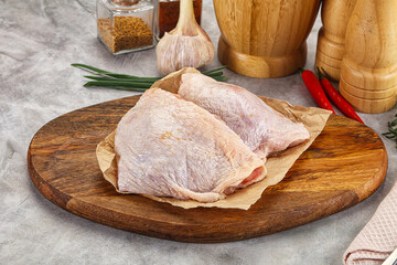 Raw chicken thigh for cooking