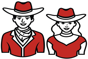 silhouette cowboy and cowgirl vector