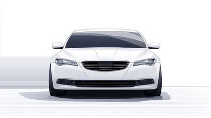 Striking white car in minimalist white studio showcase of automotive design and elegance