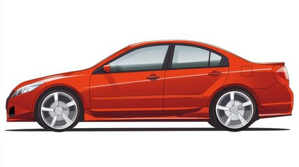 Naklejka premium Striking red sports car with pristine white wheels and rims captivating automotive image