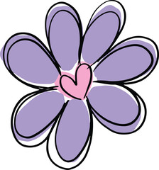 Cartoon Flower Head Swirly Illustration Floral 