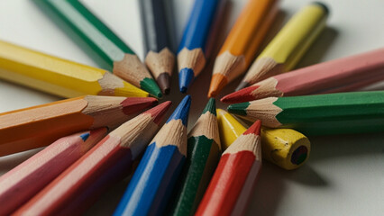Colorful Arrangement of Sharpened Pencils