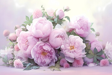 Fototapeta premium 芍薬（シャクヤク）の花のかわいい背景・壁紙