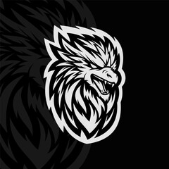 Phoenix mascot esport illustration logo design, black white