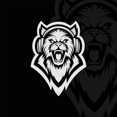 Wolf mascot esport illustration logo design, black white