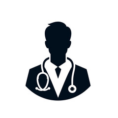 Fototapeta premium Black silhouette of a doctor with stethoscope on a white background logotype (3) [Converted]